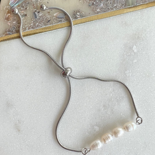 Natural Pearls Slider Bracelet