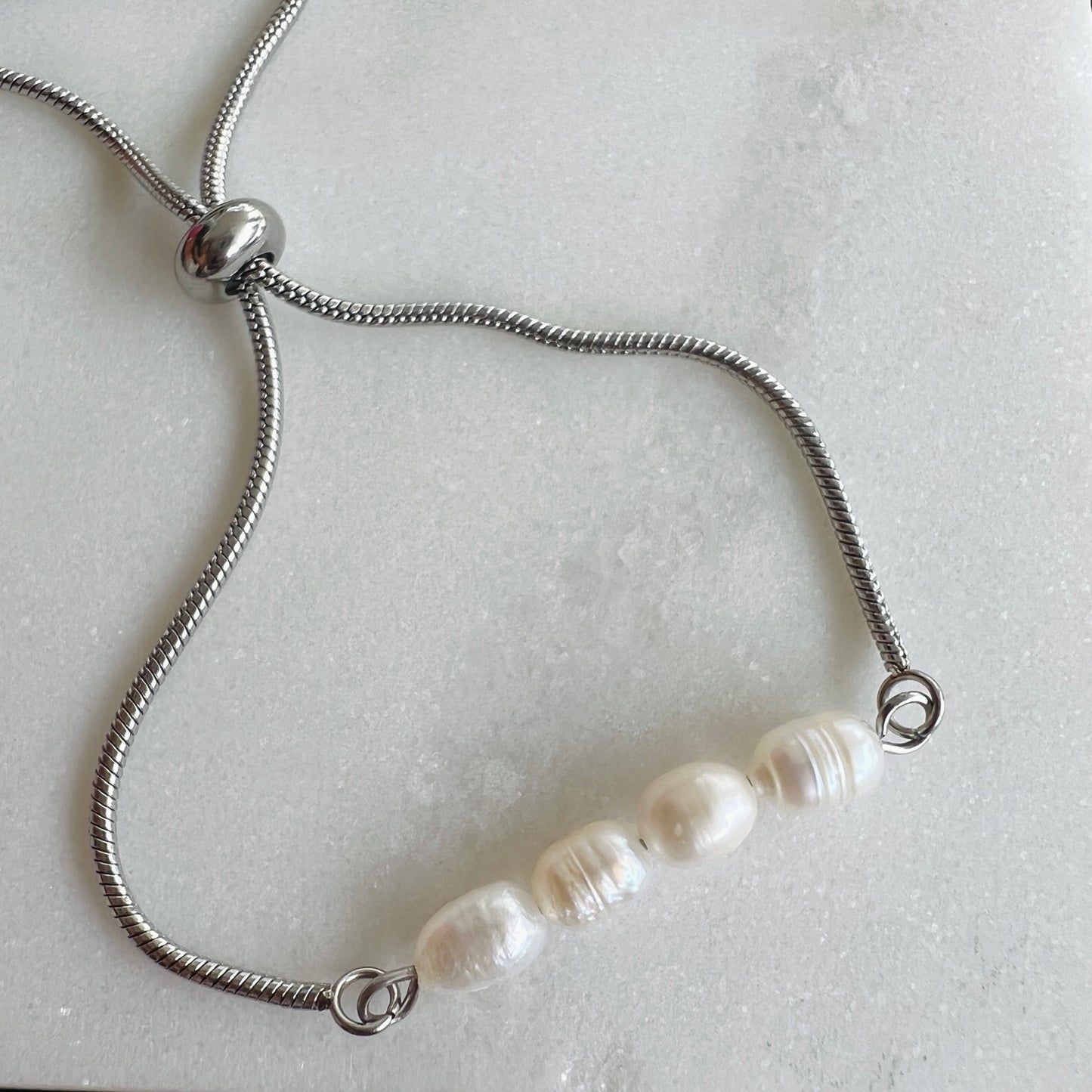 Natural Pearls Slider Bracelet